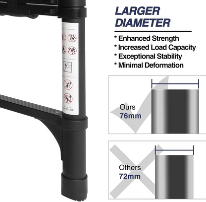 Foldable Aluminum Telescopic Ladder, Multifunction Extension Ladder with Dual Triangular Stabilizers
