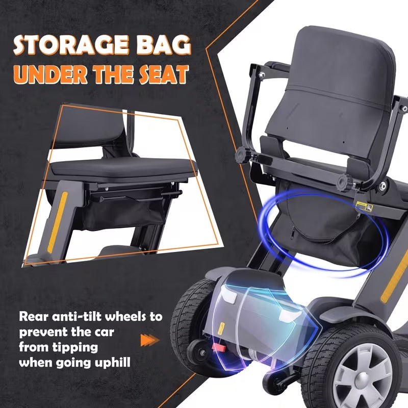 Lightweight Foldable 4-Wheel Mobility Scooter for Seniors – 14 Miles Long Range Electric Scooter with 300W Motor & Lithium Battery