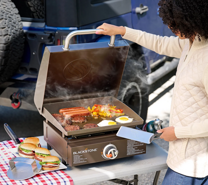 17" Portable Outdoor Griddle with Hood,Carry Bag & Tool Kit – Cook Anywhere, Anytime