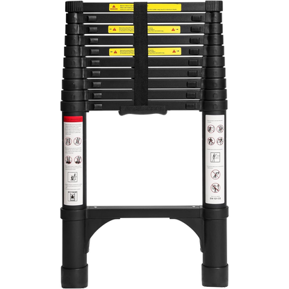 Foldable Aluminum Telescopic Ladder, Multifunction Extension Ladder with Dual Triangular Stabilizers