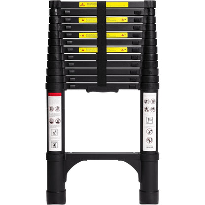 Foldable Aluminum Telescopic Ladder, Multifunction Extension Ladder with Dual Triangular Stabilizers