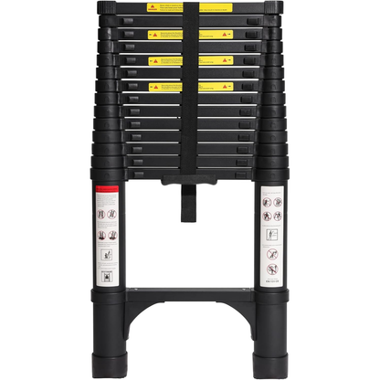 Foldable Aluminum Telescopic Ladder, Multifunction Extension Ladder with Dual Triangular Stabilizers